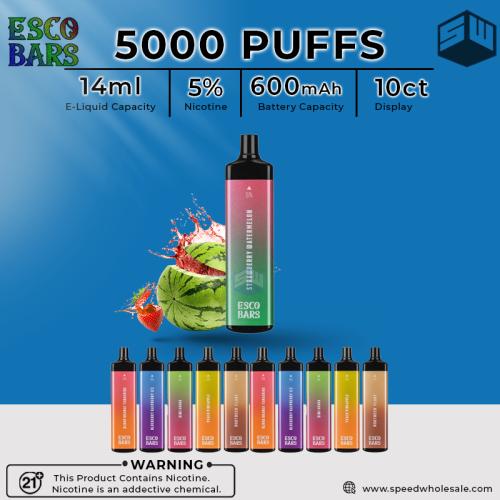 ESCO BARS MEGA 5000 PUFFS RECHARGEABLE DISPOSABLE VAPE 10CT/DISPLAY
